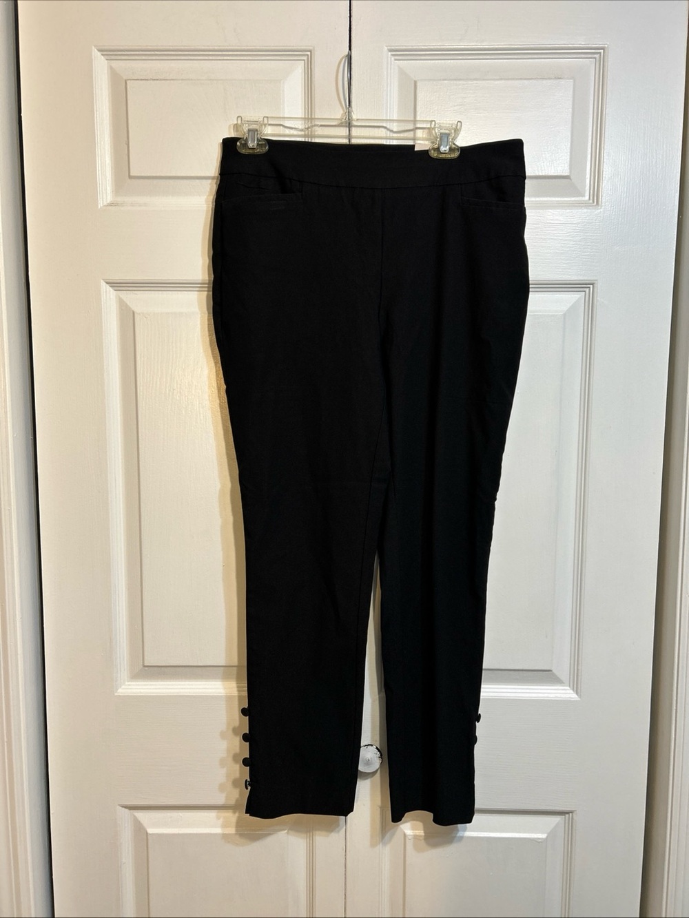Chico's Black Ankle Crop Pants with Side Button Detail